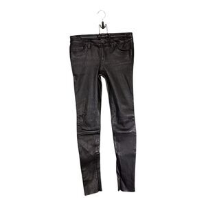 GENETIC Shya Geniune Leather Pants Skinny Ankle Zip Black Women's 25